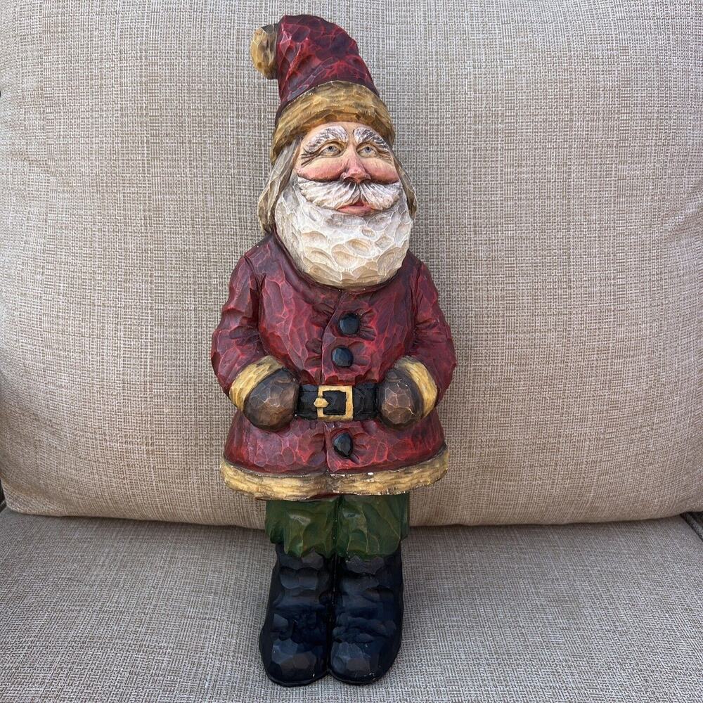 VTG Craig Kirkwood Signed Folk Art 15” Old World Santa Claus Hand Carved Wyoming